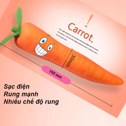 Dương vật giả hình củ cải đỏ, sạc điện, rung nhiều chế độ